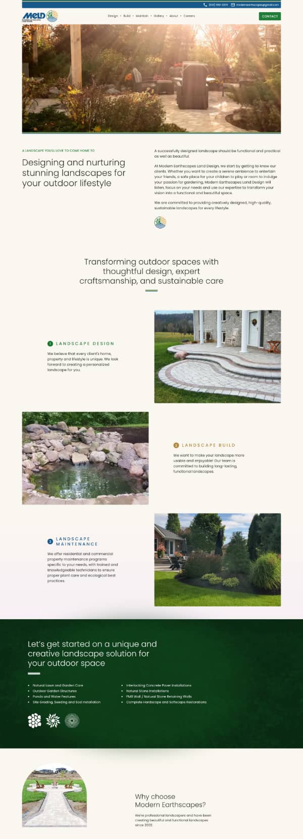 Website project for Modern Earthscapes Land Design